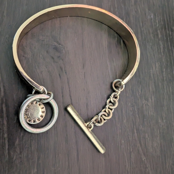 Engraved Gold/ Silver Tone Cuff Bracelet - Picture 6 of 11